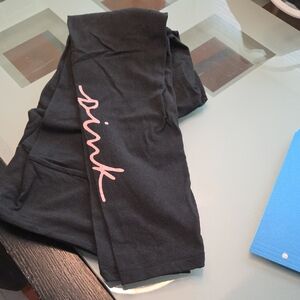 PINK Victoria's Secret Black Leggings with Logo Tag